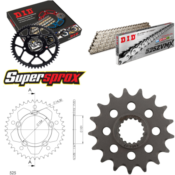 Chain Kit - ALU - orange for: KTM Supermoto 950 05-08/Superm 17-41-118 DID525ZVM-X(S&S) endless