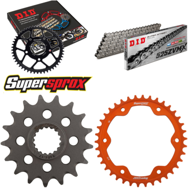 Chain Kit - ALU - orange for: KTM Super Duke 1290 R 13-15 17-38-112 DID525ZVM-X endless