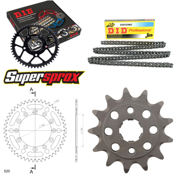 Chain Kit - ALU - black for: HONDA XR250 R 88-89 13-48-108 DID520NZ Clip