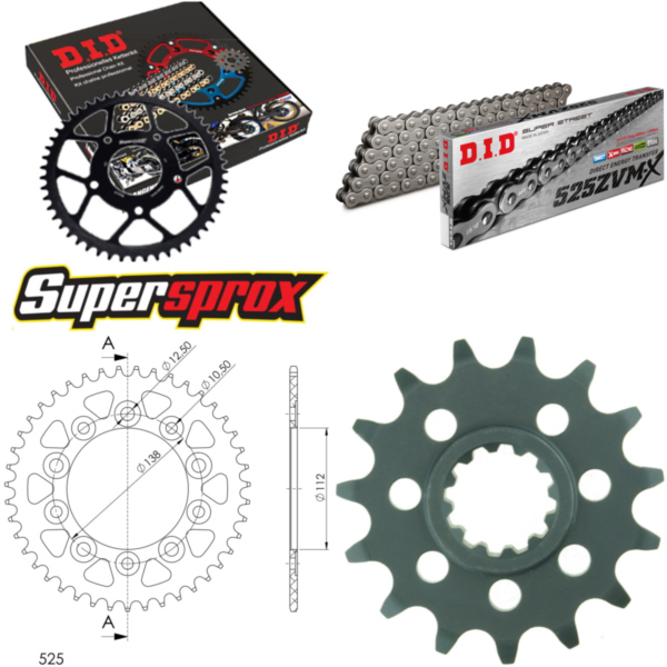 Chain Kit - ALU - black for: HONDA CBR600 F 97-98 15-43-108 DID525ZVM-X rivet