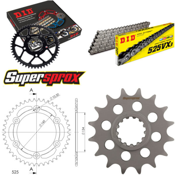 Chain Kit - ALU - black for: HONDA CBR600 F 01-10 16-44-108 DID525VX3 rivet
