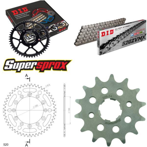 Chain Kit - ALU - black for: HONDA XR500 R 81-86/XR600 R 8 14-48-110 DID520ZVM-X endless