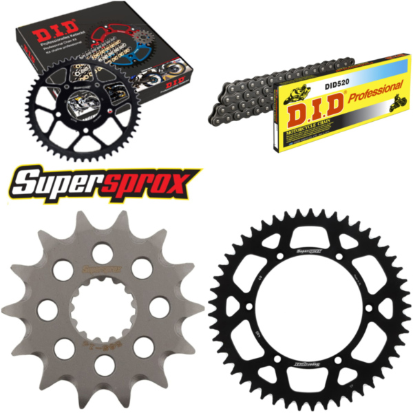 Kettensatz Alu schwarz für: KAWASAKI KX250 99-01 14-49-114 DID520 Clip