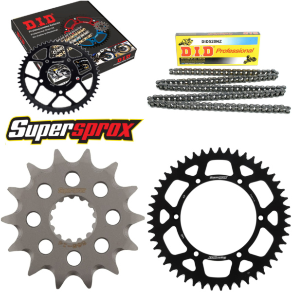 Kettensatz Alu schwarz für: KAWASAKI KX250 99-01 14-49-114 DID520NZ Clip