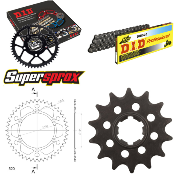 Chain Kit - ALU - black for: KAWASAKI KX500 85-85 14-46-112 DID520 Clip