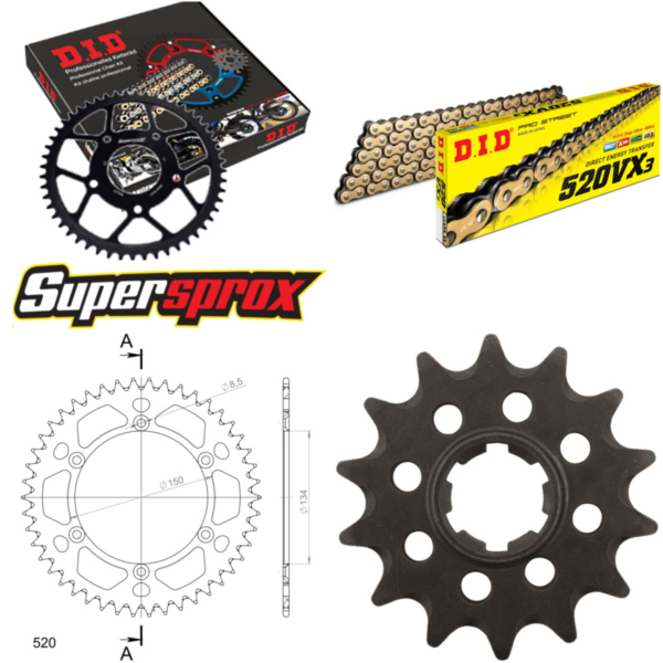 Chain Kit - ALU - black for: KAWASAKI KX500 85-85 14-46-112 DID520VX3(G&B) rivet