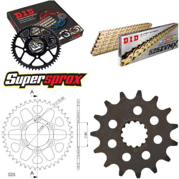 Chain Kit - ALU - black for: KAWASAKI Z900 ABS 17- 15-44-114 DID525ZVM-X(G&G) rivet
