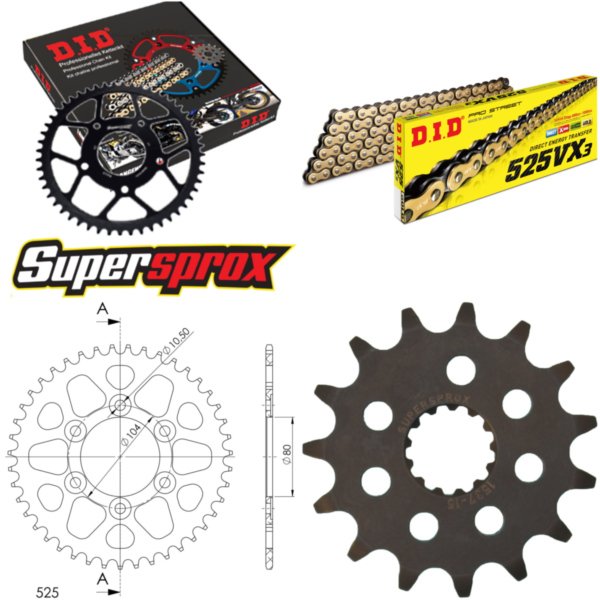 Chain Kit - ALU - black for: KAWASAKI KLZ1000 Versys 12-13 15-43-116 DID525VX3(G&B) rivet