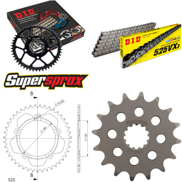 Chain Kit - ALU - black for: SUZUKI GSX-R 600 08-10 16-43-116 DID525VX3 rivet