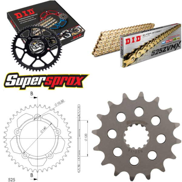 Kettensatz Alu schwarz für: SUZUKI GSX-R 600 08-10 16-43-116 DID525ZVM-X(G&G) Niet
