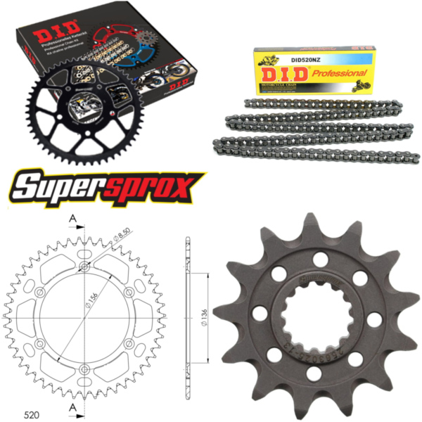 Chain Kit - ALU - black for: Gas Gas EC300 99-99 13-47-114 DID520NZ Clip