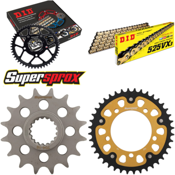 Chain Kit Stealth gold for: APRILIA RSV1000 Mille /R /Fa 16-40-106 DID525VX3(G&B) rivet