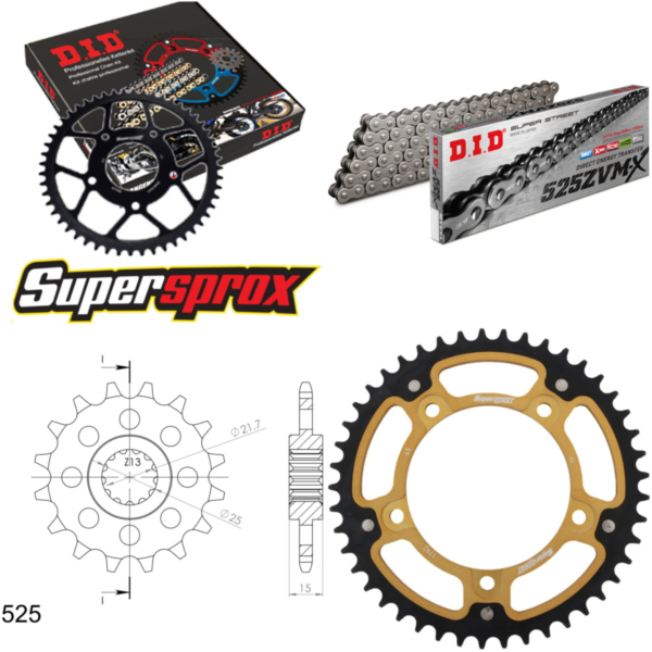 Chain Kit Stealth gold for: TRIUMPH Daytona 600 03-04 15-45-108 DID525ZVM-X rivet