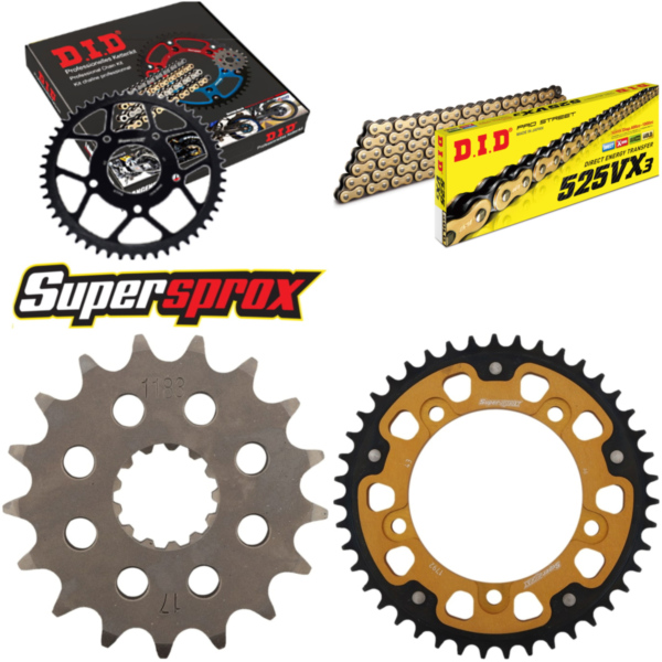 Chain Kit Stealth gold for: TRIUMPH T100 Bonneville 800 17-43-104 DID525VX3(G&B) rivet fitting for Triumph Bonneville T100 Centennial 800 908MD 2002, 34 PS, 25 kw