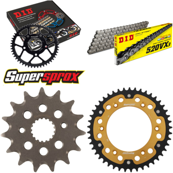 Chain Kit Stealth gold for: HONDA XR400 R 96-06 15-45-108 DID520VX3 Clip