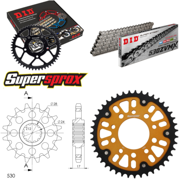 Chain Kit Stealth gold for: HONDA CBR600 F 87-90 15-43-110 DID530ZVM-X endless