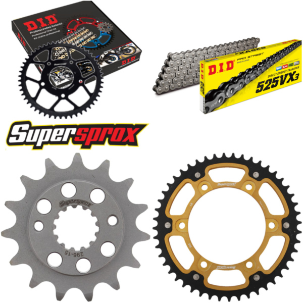 Kettensatz Stealth gold für: HONDA Transalp 650 00-07 15-48-118 DID525VX3 Endlos