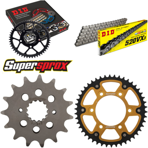 Kettensatz Stealth gold für: DUCATI 600 Monster /Dark 00-01 15-46-102 DID520VX3 Endlos
