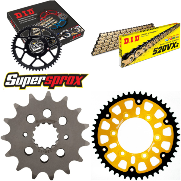 Kettensatz Stealth gold für: DUCATI 620 Monster /s i.e./i 15-48-106 DID520VX3(G&B) Endlos