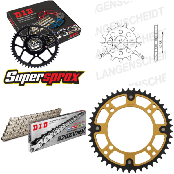 Chain Kit Stealth gold for: YAMAHA XV125 Virago 103km/h 14-45-114 DID520ZVM-X(S&S) rivet