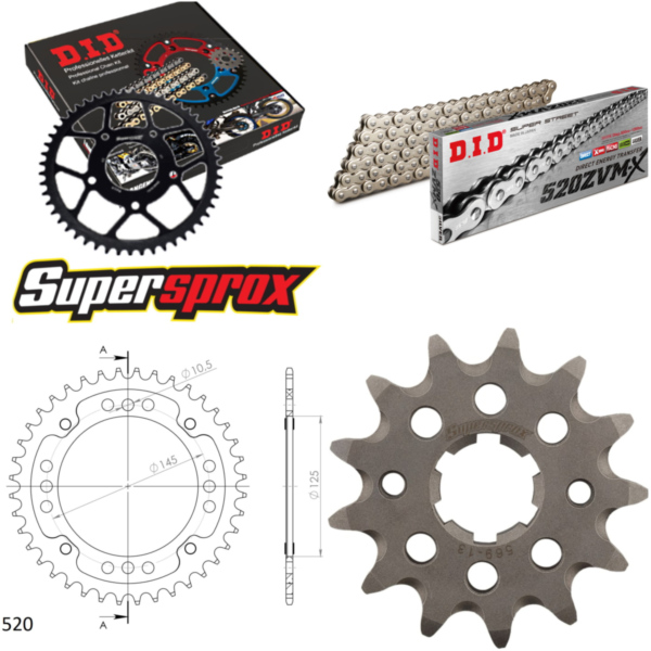 Chain Kit Stealth gold for: YAMAHA YFM350 X Warrior 4 x 13-40-100 DID520ZVM-X(S&S) rivet