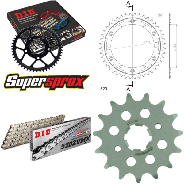 Chain Kit Stealth red for: YAMAHA TT600 Street Enduro 15-44-110 DID520ZVM-X(S&S) rivet