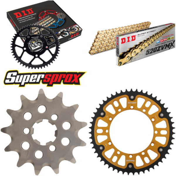Chain Kit Stealth gold for: KAWASAKI KX125 04-08 13-51-114 DID520ZVM-X(G&G) rivet