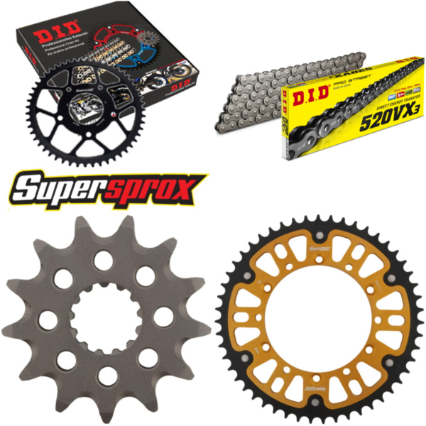 Chain Kit Stealth gold for: KAWASAKI KX250 05-06 13-51-116 DID520VX3 rivet
