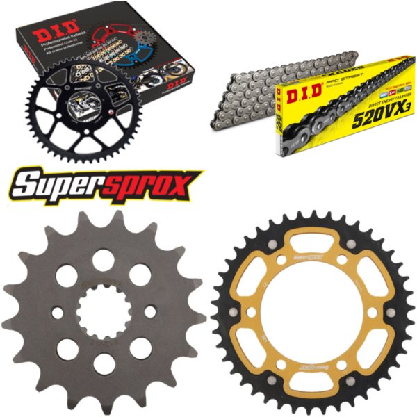 Kettensatz Stealth gold für: KAWASAKI ER-5 Twister 500 2 17-42-106 DID520VX3 Clip