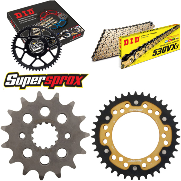 Kettensatz Stealth gold für: KAWASAKI GPX600 R 88-99/GPZ6 15-39-102 DID530VX3(G&B) Niet