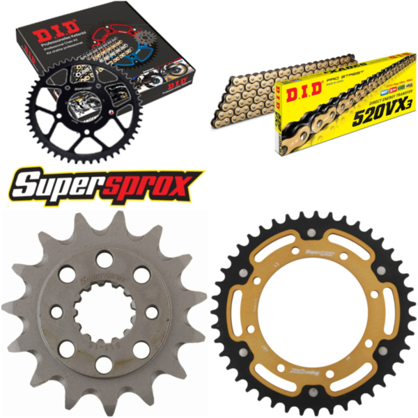Chain Kit Stealth gold for: KAWASAKI KLX650 C 93-95/KLX6 15-43-112 DID520VX3(G&B) endless