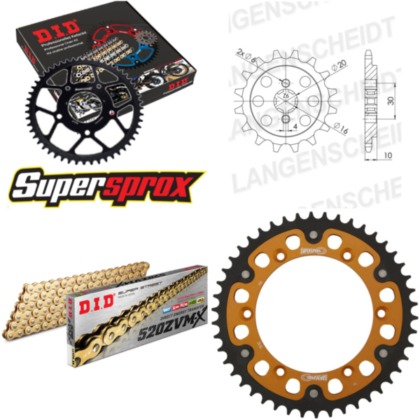 Kettensatz Stealth gold für: HUSQVARNA SM125 00-13 13-46-112 DID520ZVM-X(G&G) Niet