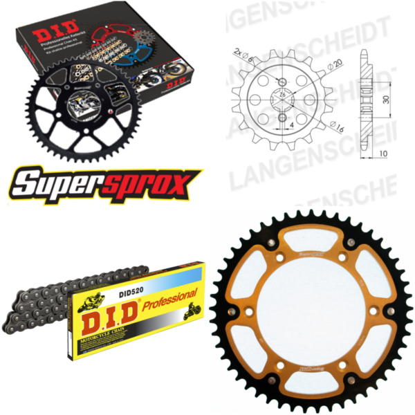 Kettensatz Stealth gold für: HUSQVARNA WRE125 04-07 13-49-112 DID520 Clip