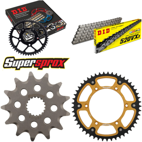 Chain Kit Stealth gold for: SUZUKI RM125 92-93/RM125 00- 13-49-114 DID520VX3 rivet