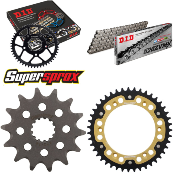 Chain Kit Stealth gold for: SUZUKI DR350 S 90-93 14-43-108 DID520ZVM-X rivet