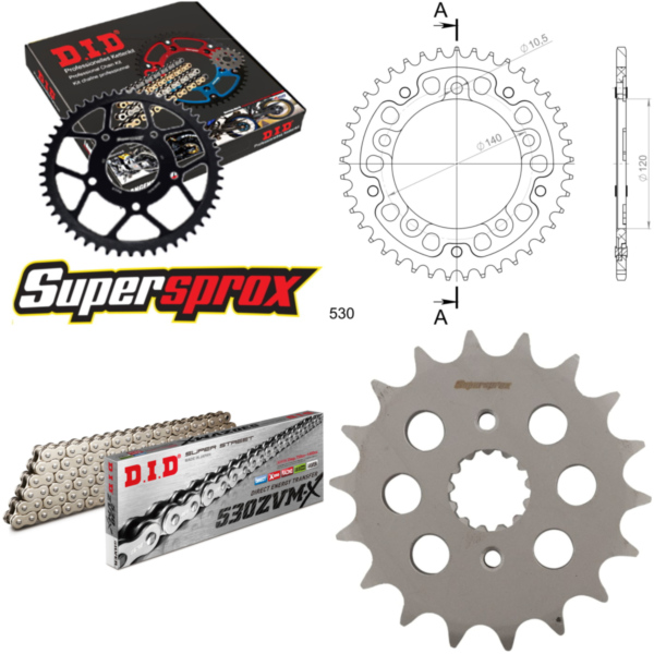 Chain Kit Stealth gold for: SUZUKI GSX1400 01-10 18-41-116 DID530ZVM-X(S&S) endless