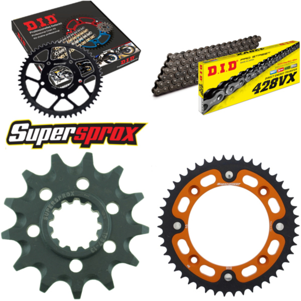 Kettensatz Stealth orange für: KTM SX85 17``/14`` 18- 13-46-120 DID428VX Niet