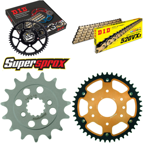 Chain Kit Stealth orange for: KTM Duke 13-15/RC 390 13-15 15-45-114 DID520VX3(G&B) rivet