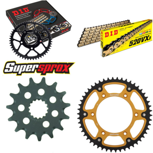 Kettensatz Stealth gold für: KTM EGS620 LC4 94-94/EXC620 15-50-118 DID520VX3(G&B) Clip