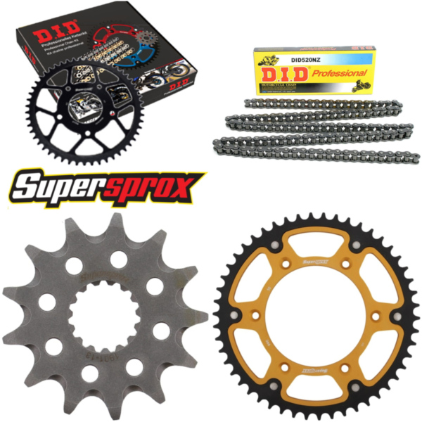 Chain Kit Stealth gold HUSA/for: KTM TE125 2T 12-13/TE12 13-50-118 DID520NZ Clip fitting for Hyosung SF Racing 50 KM4CA14A 2005, 4,3 PS, 3,2 kw