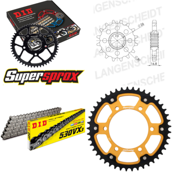 Chain Kit Stealth gold MUZ 1000 SF 05-08/1000 SFs 0 17-45-110 DID530VX3 rivet