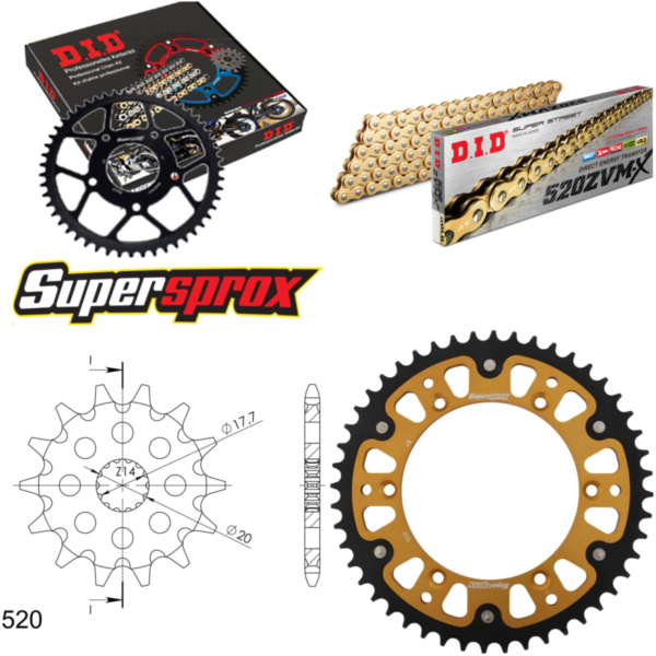 Chain Kit Stealth gold for: Gas Gas EC125 00-02/MC125 03 13-48-114 DID520ZVM-X(G&G) rivet