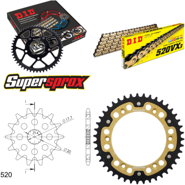 Chain Kit Stealth gold for: Gas Gas SM125 02-09 13-43-112 DID520VX3(G&B) rivet