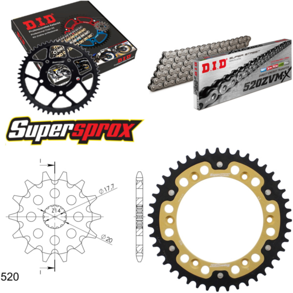 Kettensatz Stealth gold für: Gas Gas SM125 02-09 13-43-112 DID520ZVM-X Niet