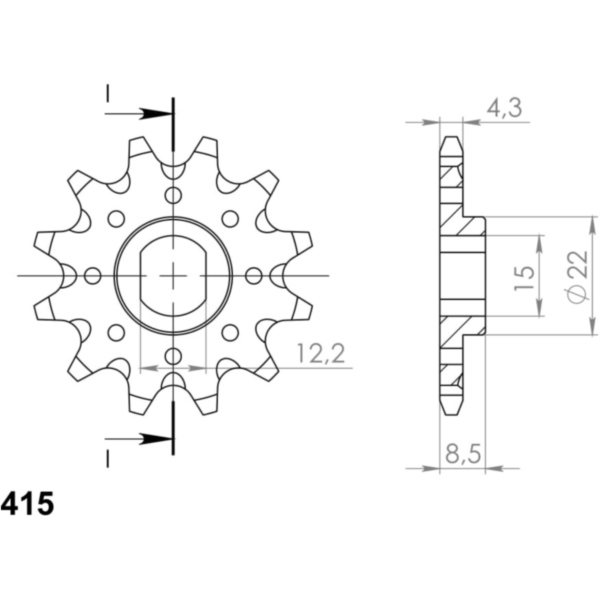 Front Sprocket Supersprox 415/11t 94110-11 fitting for KTM SX  50  2008, 11 PS, 8,1 kw