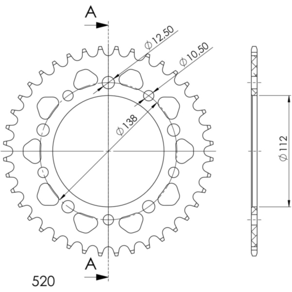 Alu-Rear Sprocket / Chain Wheel Supersprox 520/39t blue