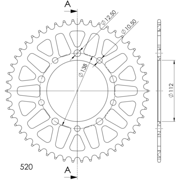 Alu-Rear Sprocket / Chain Wheel Supersprox 520/49t black 11509AK49