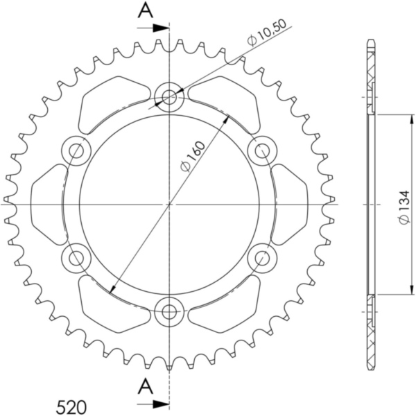 Alu-Rear Sprocket / Chain Wheel Supersprox 520/48t blue 11618AB48