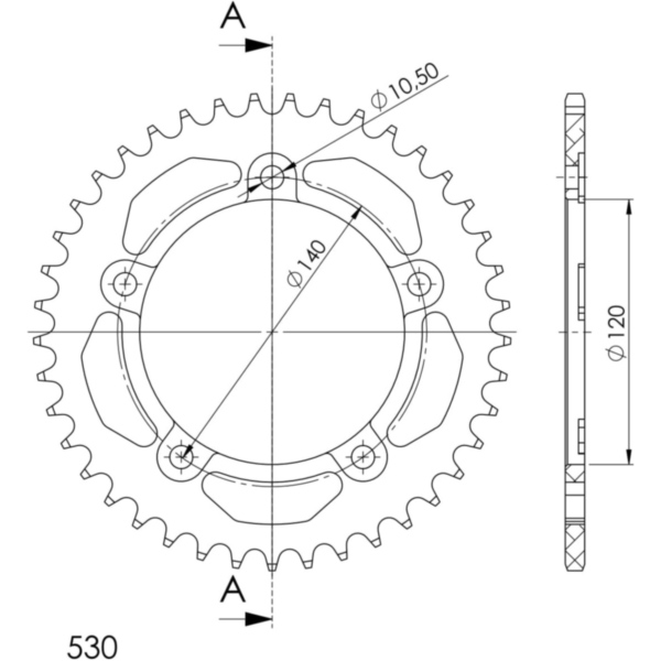 Alu-Rear Sprocket / Chain Wheel Supersprox 530/41t black 87603AK41