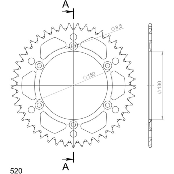 Alu-Rear Sprocket / Chain Wheel Supersprox 520/45t blue 30245AB45